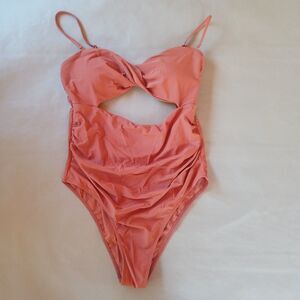 One Piece Swimsuit Women’s XL Rust Orange Twist Cutout Monokini Swimwear